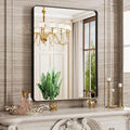 Black Bathroom Mirror 24X36 Inch, Black Metal Framed Mirror for Wall, Rounded Rectangle Matte Bathroom Vanity Mirror with Tempered Glass, Anti-Rust, Horizontal/Vertical