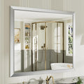 40x36 Inch Silver Bathroom Mirror for Wall, Thick Metal Framed Rectangle Mirrors for Over Sink, Bedroom, Living Room, Entryway, Anti-Rust, HD Tempered Glass