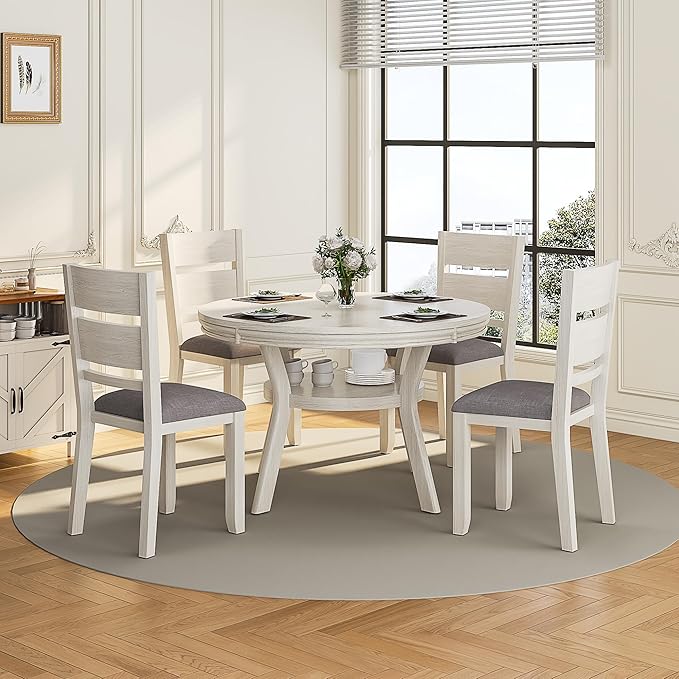 Dining Chairs Set of 6, Solid Wood Farmhouse Chairs with High Cross Back and Upholstered Seat, Easy Assembly for Indoor Home, Dinner, Kitchen, Grey