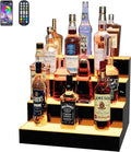 MESAlLUP Acrylic 16 Inch 4 Tier High Light LED Detachable Liquor Bottle Display Shelf with Remote Control, Mulit Color Lighting for Home Mini Bar, Restaurants & Party Use(Without Power Bank)