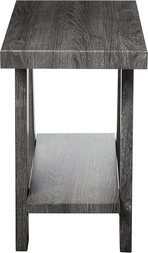 Roundhill Furniture Athens Contemporary Wood Shelf Side Table, Charcoal