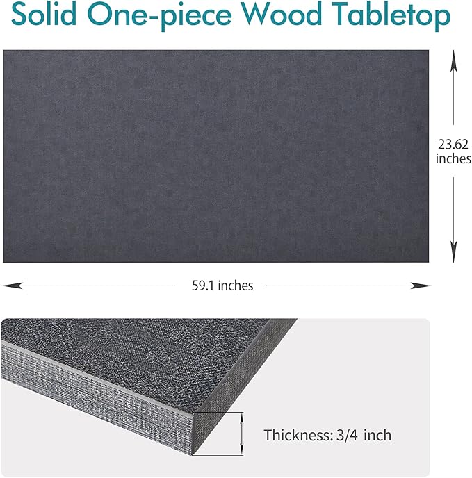 Kaboon Universal Tabletop 59.1"x23.62", Solid One-Piece Melamine Table Top, Double Desk L-Desk DIY, Home and Office Countertop, Fabric Blue