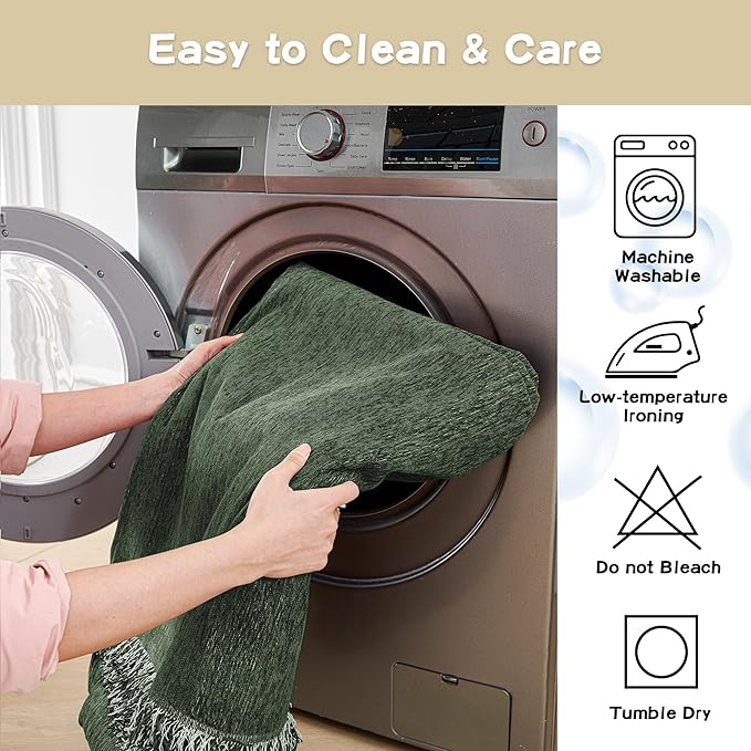 MYSKY HOME Couch Cover for Dogs Washable Couch Covers Couch Covers for Dogs Couch Cover 2 Cushion Sofa Non Slip Dogs Furniture Protector Chenille Sofa Covers for Pets, 71"x102", Moss Green