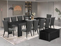 X12VE-0C6-50 - 14-Pc Dining Room Set a Rectangular Dining Table with a coffee Table and 12 Dark Gotham Grey Linen Fabric kitchen Chair, 39x120 Inch, Wire Brushed Black
