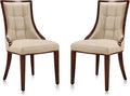 Manhattan Comfort Fifth Avenue Faux Leather Dining Chairs, Parsons Accent Furniture with Padded Wingback Seat, Fine Rectangular Stitching and Solid Beech Wood Frame, Set of 2, Cream