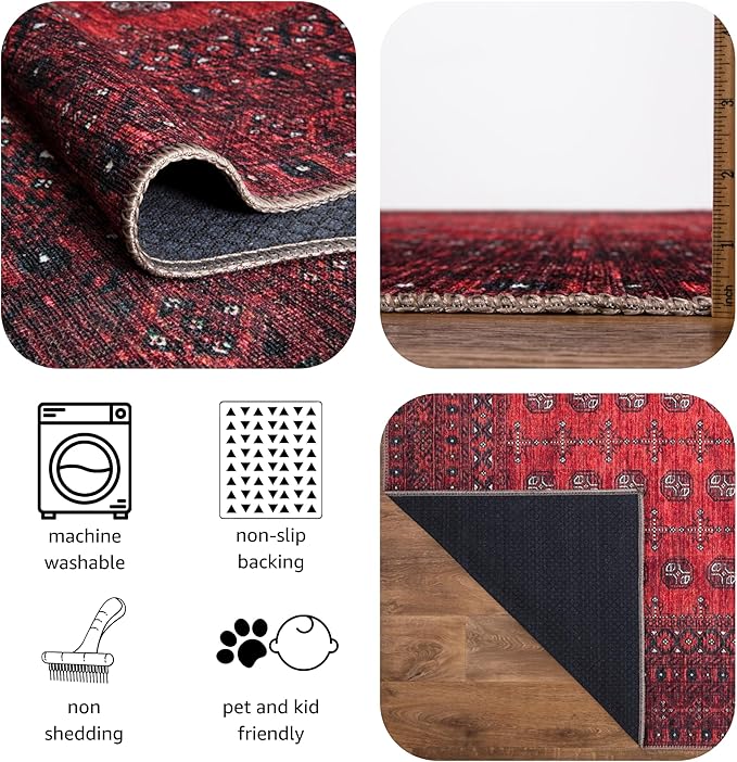 Keen Home Design 6x9 Rug - Machine Washable Area Rug with Non-Slip Backing, Ideal for Living Room, Dining Room, Bedroom - Vintage, Easy Clean, Durable, Low Pile Rug - (6' x 9')