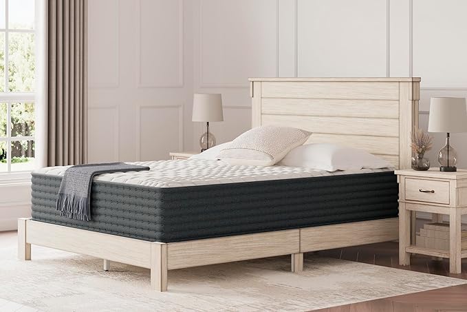 Signature Design by Ashley Hybrid 1300 13 Inch Plush Gel Memory Foam Mattress with Edge Support for Pressure Relief, King, Fiberglass Free, Mattress in A Box