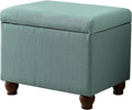 Home Decor | Upholstered MediumRectangular Storage Ottoman | Hinged Lid Ottoman with Storage for Living Room & Bedroom, Aqua Linen