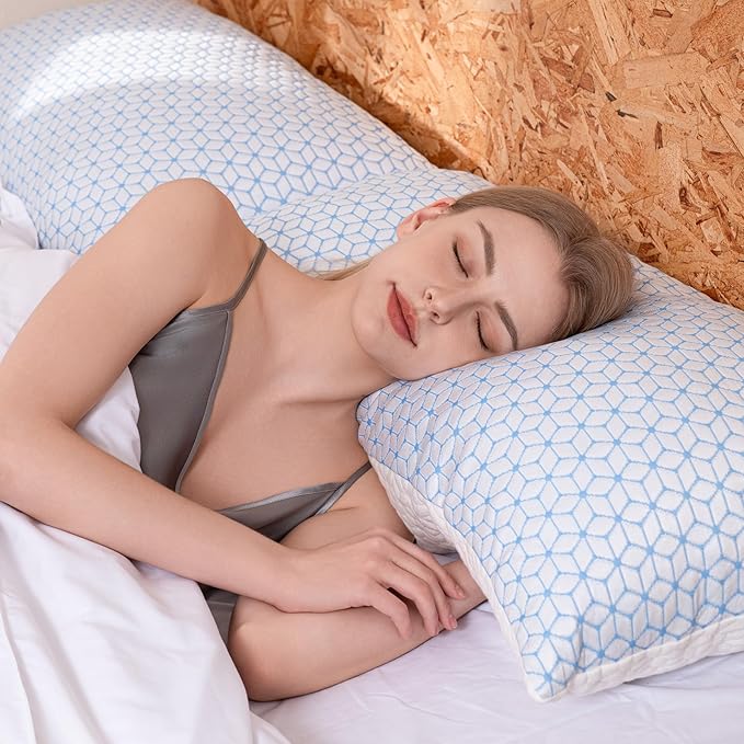 Bed Pillow Queen Size 1 Pack, Shredded Memory Foam Pillow Adjustable，Cooling Pillow Soft and Supportive for Side Back Stomach Sleepers