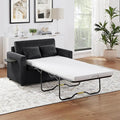 Twin Size Sofa Bed 47.2" Sleeper Sofa Loveseat Sofa with a Foldable Mattress, a Foldable Side Table, a Side Storage Pocket and Two USB Ports for Living Room, Black