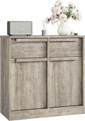 GarveeHome Sideboard Buffet Cabinet with 2 Drawers, 31.5" Large Coffee Cabinet with Storage, Modern Storage Buffet Table for Kitchen Dining Room, Living Room (Grey, 2 Doors & 2 Drawers)