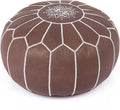 Marrakesh Gallery Genuine Leather Round Pouf Unstuffed - Moroccan Ottoman Footstool, Footrest Cover - Boho Decor - Bohemian Living Room, Bedroom, Kids Room, Gift & Wedding