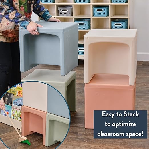 Children's Factory 3-in-1 Cube Chair for Kids, Flexible Seating Classroom Furniture, 1-Pack, Sand