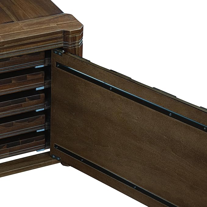X12SI-0C8-04 - 14 Pieces Mid Century Dining Table Set contains an Extendable Rectangle Kitchen Table, 1 Coffee Table and 12 Dining Chairs, 39x120 Inch, Antique Walnut