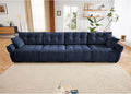 Modern Chenille Fabric 4-Seat Sofa w/ 2 Pillows, Premium Upholstery Living Room Couch with Tufted Backrest & Comfortable Armrests and High-Resilience Memory Foam Cushions,Blue