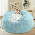 Bean Bag Chair for Adults Kids Without Filling Comfy Oversized Round Lazy Sofa Bean Bag Cover for Stuffed Animal Storage Bedroom Living Room Chairs, 6FT, Light Blue