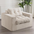 MAXYOYO Living Room Chair for Adults, Upholstered Floor Sofa with Armrests, Boneless Chair with Tufted Cushion & Backrest, Sofa in A Box, Bean Bag Couch for Bedroom Living Room, Dorm, Beige