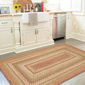 Homespice Harvest Premium Jute Braided Area Rug, 2x6' Rectangular Hall Runner Beige - Tan - Red, Natural Jute Yarn Rustic, Country, Primitive, Farmhouse Style - 30 Day Risk Free Purchase