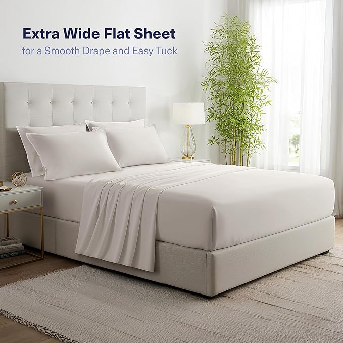 Kickoff Viscose Bamboo Sheets California King Size 4-pc 100% Organic Bamboo Viscose Bed Cooling Sheets Cal King Set Cool Bedding for hot Sleepers Sheet, Flat, Fitted, Pillowcases (Dove Grey, CK)
