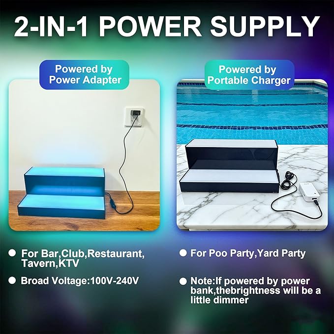 MESAlLUP Acrylic 30 Inch 2 Tier High Light LED Liquor Bottle Display Shelf with Remote Control, Mulit Color Lighting for Home Mini Bars, Restaurants, Party, 2 Year Warranty(Without Power Bank)