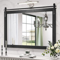 Farmhouse Mirror 40x30 Inch, Black Rustic Bathroom Mirror Vanity, Wood Framed Rectangular Wall Decorative Mirrors for Entryway, Living Room, Bedroom