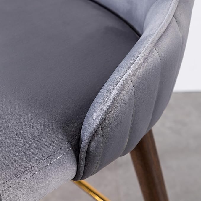 Roundhill Furniture Leland Fabric Upholstered Wingback Bar Stools, Set of 2, Gray