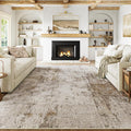 8x10 Washable Area Rug Brown Grey Neutral Abstract Living Room Bedroom Large Throw Rug Non Slip Soft Low Pile Indoor Floor Carpet for Dining Room Kitchen Office Entryway
