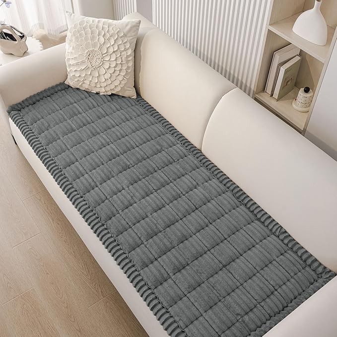Smiry Couch Cover for Dogs Washable, Non Slip Fuzzy Pet Couch Covers for 3 Cushion Sofa Pet Friendly, Thick Soft Sofa Slipcovers Cushion Protector (Dark Grey, 27.6" x 82.7")