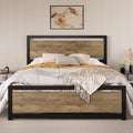 SHA CERLIN Full Size Bed Frame with Modern Headboard, Heavy Duty Platform Metal Base with Square Footboard and 13 Strong Slats Support, No Box Spring Needed, Brown