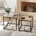 Garden 4 you Coffee Table Set of 2, Modern Glass Nesting Table, Metal Frame Square Center Table Set, Side Tables, Nesting Coffee Table for Living Room, Bedroom and Small Spaces, 19.7in Black