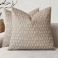 Foindtower Set of 2 Decorative Vintage Floral Print Throw Pillow Covers Neutral Modern Farmhouse Cushion Covers Boho Home Decor for Sofa Couch Chair Bedroom Living Room Outdoor,22×22 Inch,Tan Taupe