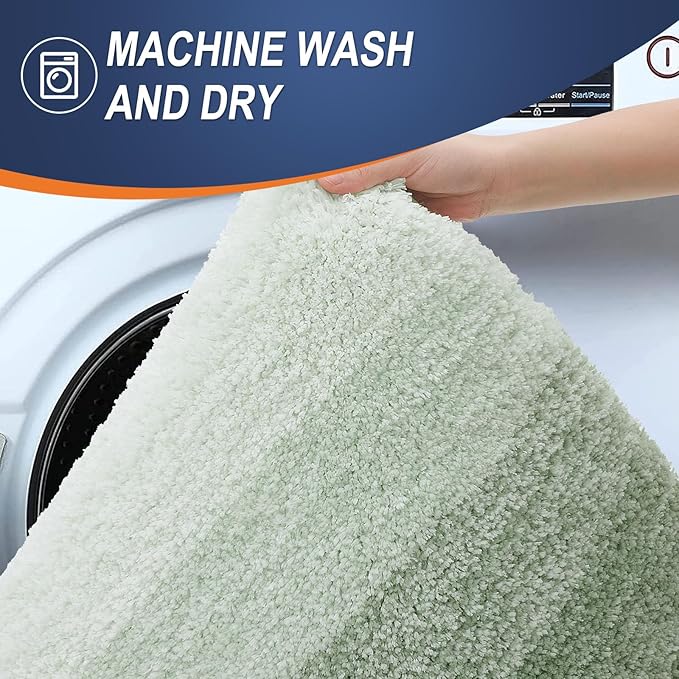 OLANLY Bathroom Runner Rugs 47x24, Extra Soft Absorbent Microfiber Bath Rugs, Rubber Backing, Quick Dry, Washable Bath Mats for Bathroom Floor, Tub and Shower, Home Decor Accessories, Sage Green