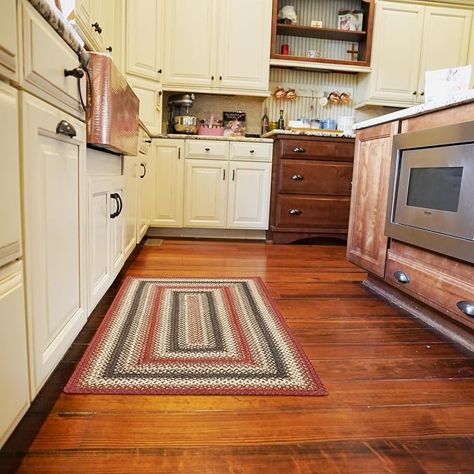 Homespice Chester Braided Rugs Country Style 2x3' The Ideal Red Kitchen Rug