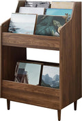 Crosley Furniture Liam Vinyl Record Storage Stand, Tiered Storage Shelves for Records, Walnut
