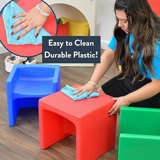 Children's Factory 3-in-1 Cube Chair for Kids, Flexible Seating Classroom Furniture, 1-Pack, Green