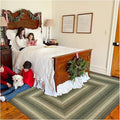 Homespice Pinecone Jute Braided Green Area Rug 4x6' - Rustic Braided Area Rug for Living Room and Dining Room