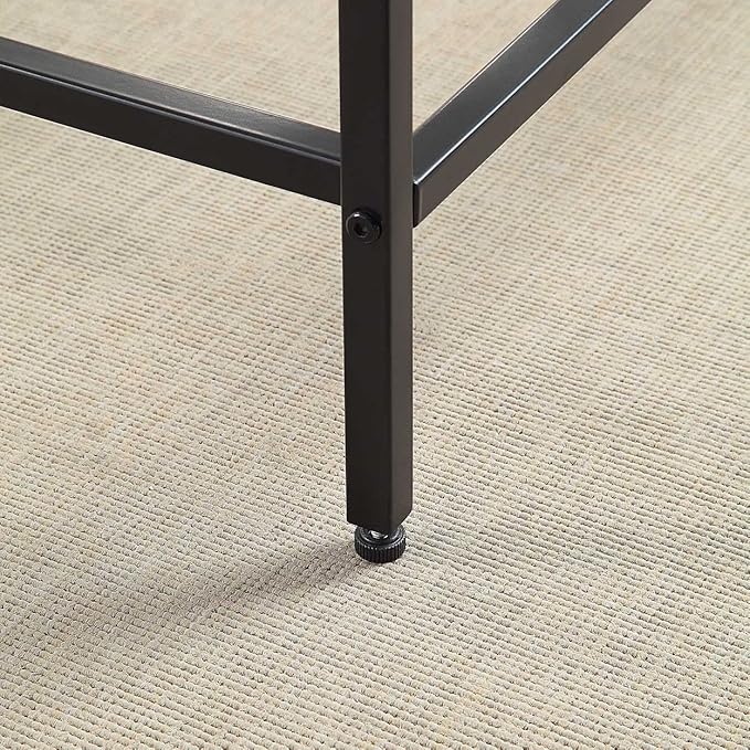 CAWS 22" W Black End Table, Tempered Glass Rectangle Side Table, Night Stand, Modern Minimalist Table, 21.97"L x 18"W x 22"H