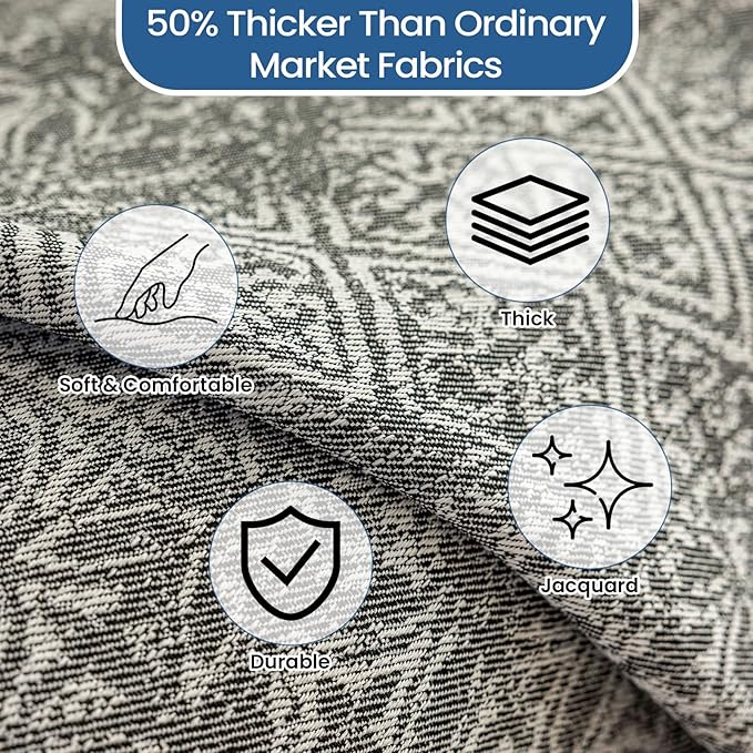 STACYPIK Geometric Pattern Sofa Cover Blanket, Black Couch Throw for Living Room, Couch Covers for Dogs, Washable Furniture Protector for 2 Cushion Sofa with Tassel, Anti-Slip Throw Cover-71X118IN