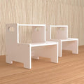 Wooden Step Stool for Kids/Adults,Supports 300 lbs Kids Toddler Stepping Stool for Toilet/Kitchen/Bed,White 2 Packs