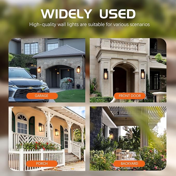 Dawn to Dusk Outdoor Sensor Motion Sensor Light Fixture Waterproof Porch Lights Anti-Rust Exterior Wall Mount Light Outdoor Wall Lantern for Patio Front Door Garage - 2 Pack