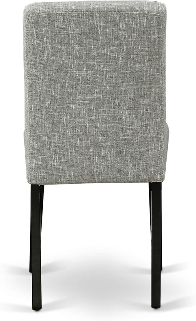 East West Furniture AMAB5-BCH-06 5 Piece Dining Set Includes a Round Kitchen Table with Pedestal and 4 Shitake Linen Fabric Parson Dining Chairs, 36x36 Inch, Black & Cherry