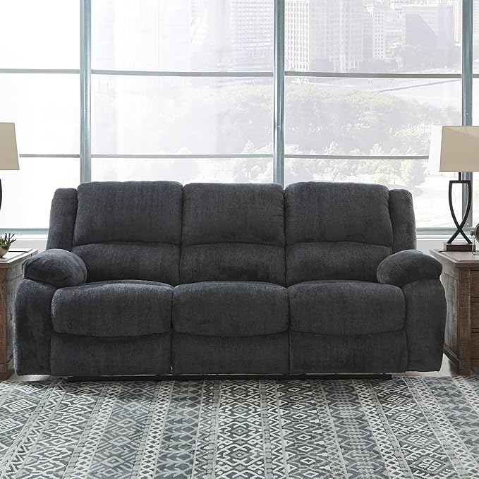 Signature Design by Ashley Draycoll Contemporary Power Reclining Sofa, Dark Gray