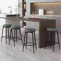 Counter Height Bar Stools, 26" H Backless Bar Stools Set of 4, Upholstered Faux Leather Kitchen Counter Stools, Mid Century Modern, Kitchen Island Home Bar, Pub, Black Blue