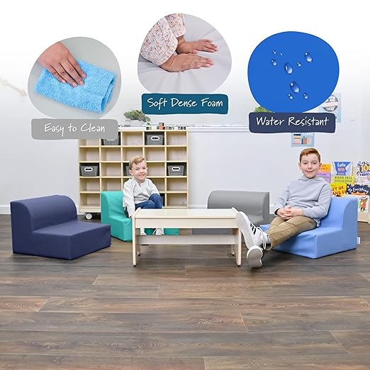 Children's Factory Library Loungers, Flexible Seating Classroom Furniture, Comfy Kids Chairs, Tranquility, Set of 4