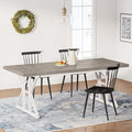 Tribesigns Farmhouse Dining Table for 6 People, 70.8-Inch Rectangular Wood Dining Table, Rustic Kitchen Table with Heavy Duty Metal Legs for Dining Room(Grey)