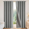 Joydeco 100% Blackout Curtains for Bedroom - Natural Linen Curtains 52" W x 72" L Long, Thermal Insulated 2 Panels Light Grey. Room Darkening Light Blocking Drapes for Living Room