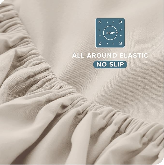 Bare Home Full XL Sheet Set - Luxury 1800 Ultra-Soft Microfiber Full Extra Long Bed Sheets - Double Brushed - Deep Pockets - Easy Fit - 4 Piece Set - Bedding Sheets & Pillowcases (Full XL, Wheat)