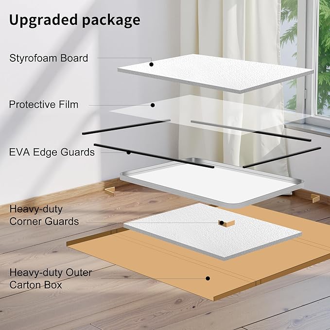 FORBATH 48x40 Inch Large Bathroom Mirror, Brushed Silver Deep Frame Wall Mirror with Rounded Corners, Anti-Rust Tempered Glass for Modern Farmhouse Vanity (Horizontal/Vertical)