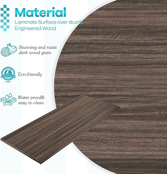Kaboon Universal Tabletop 55"x23.62" Solid One-Piece Melamine Table Top, Double Desk L-Desk DIY, Home and Office Countertop,Eucalyptus