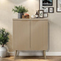 Buffet Cabinet, Sideboard Fluted Cabinet Modern Kitchen Buffet Storage Cabinets with Doors and Shelves, Wood Farmhouse Coffee Bar Station for Entryway & Dining Room & Living Room, Natual Oak